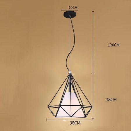 Single diamond shape Pendant lighting Esther white 38x38cm