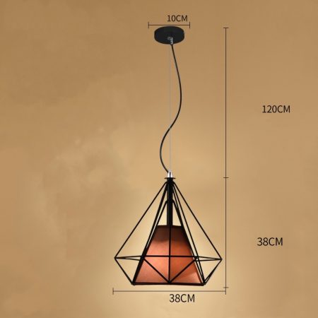 Single diamond shape Pendant lighting Genevieve brown 38x38cm